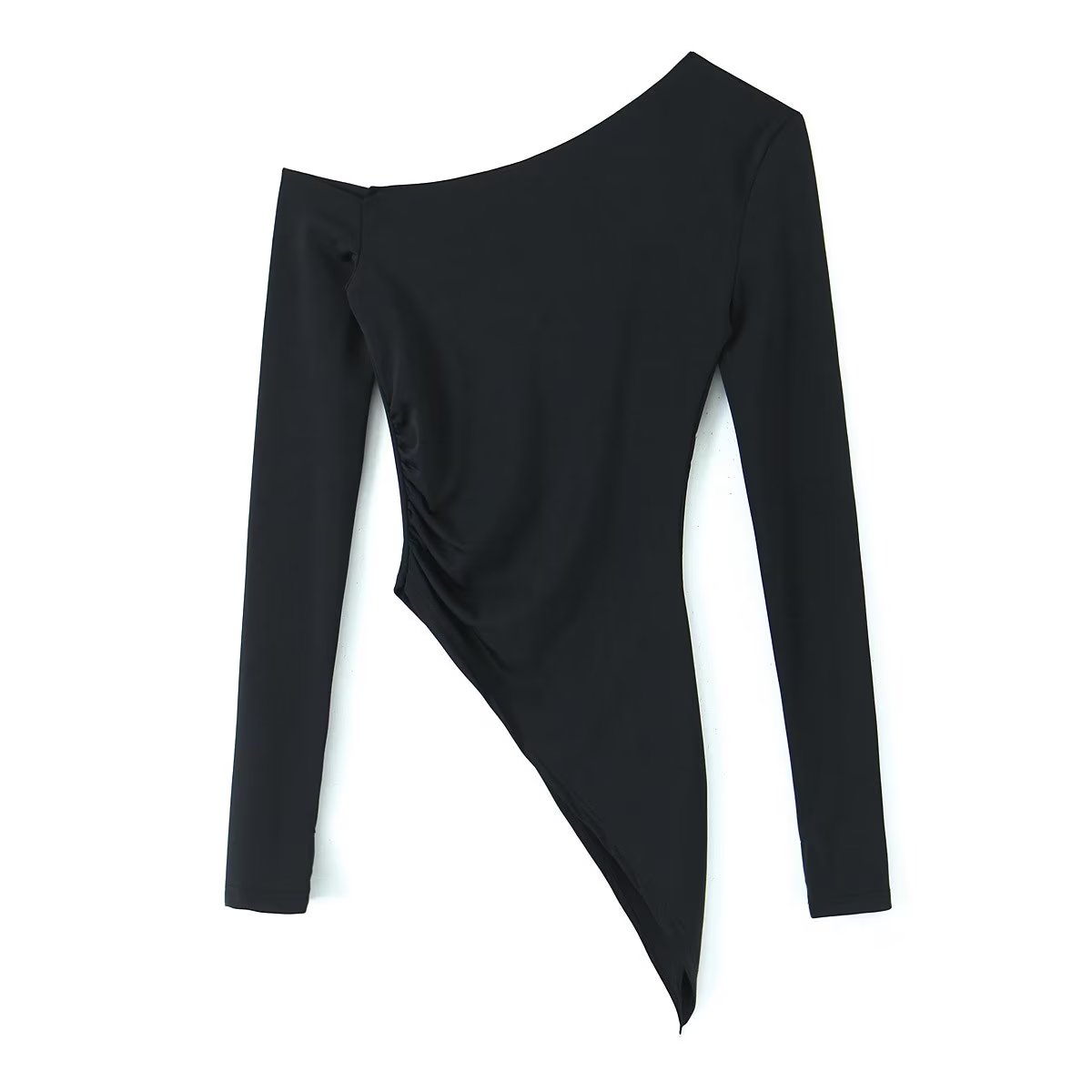 Sexy off the Shoulder Irregular Asymmetric Hem Sweater Autumn Personality Slim Fit Bottoming Shirt