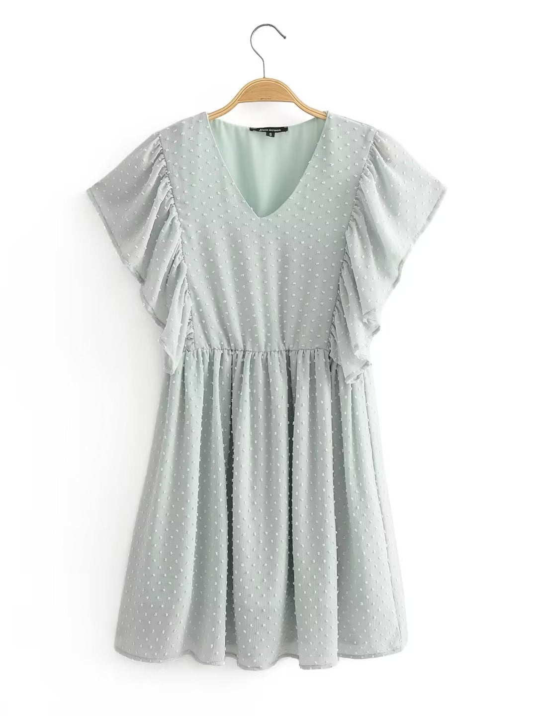 Summer Women Clothing Green Texture A Line Dress