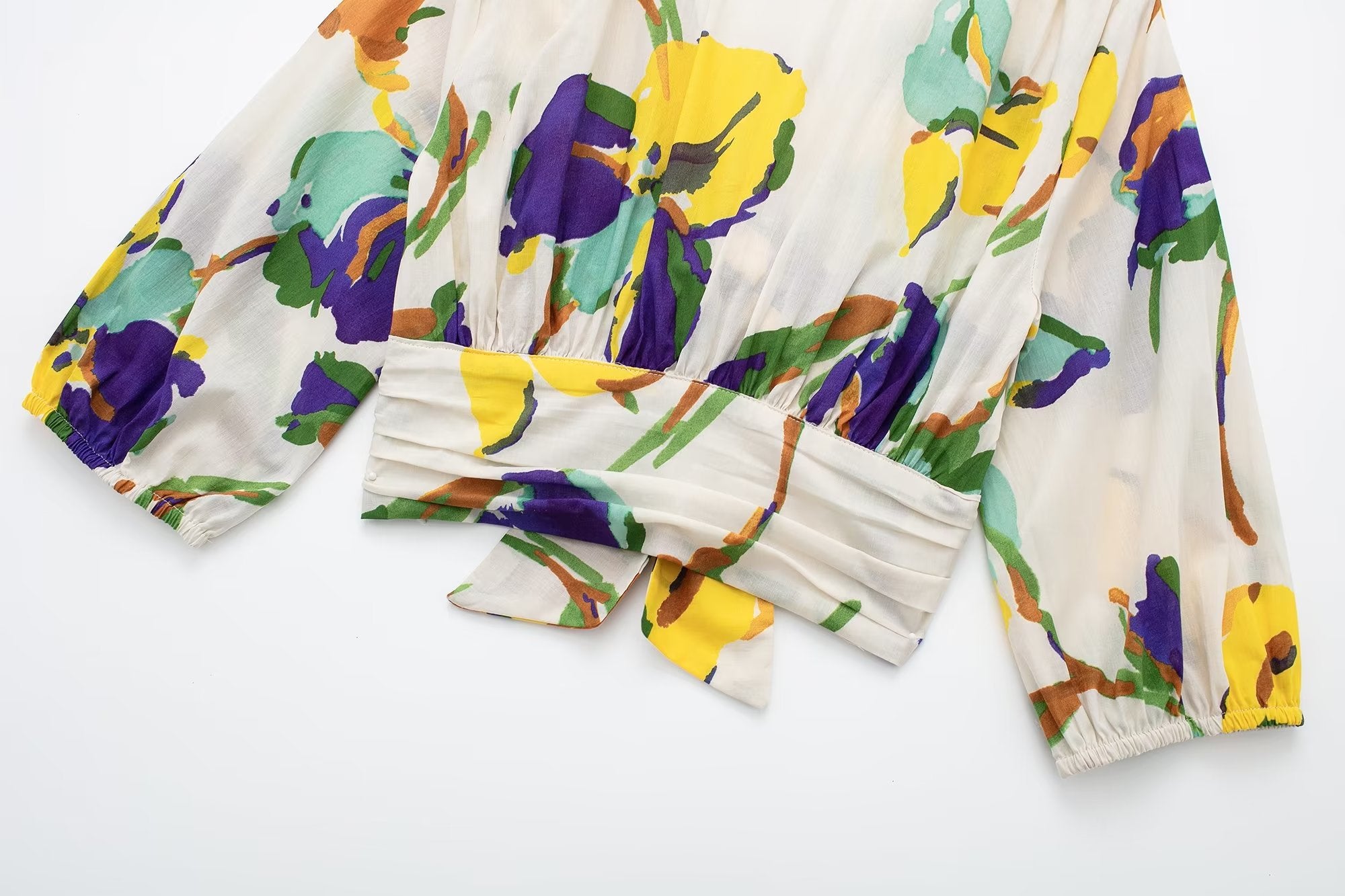 Summer Wind Women Tropical Printed Bow Tie Top Set