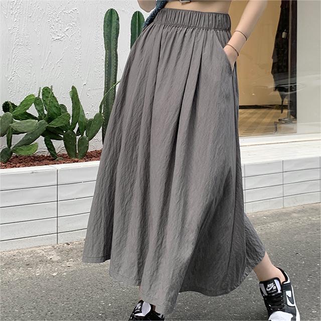 High Waist Skirt Women Summer Texture Wrinkle Idle Umbrella Skirt Small over the Knee Large Swing Dress