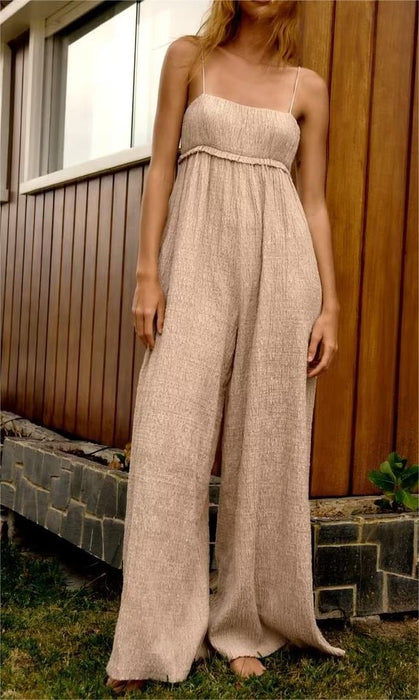 Summer Street Texture Long Jumpsuit