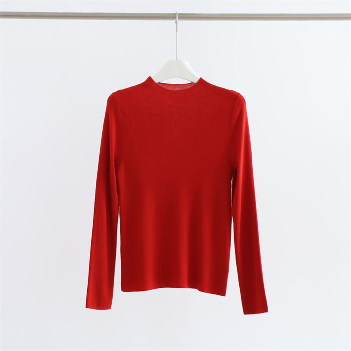 Knitwear Half Turtleneck Bottoming Shirt Slim Fit Women Clothing Fall Winter Inner Wear Long Sleeve Sweater