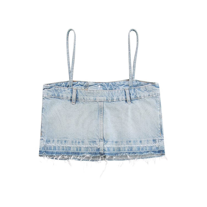 Summer Women Clothing Effect Denim Short Top