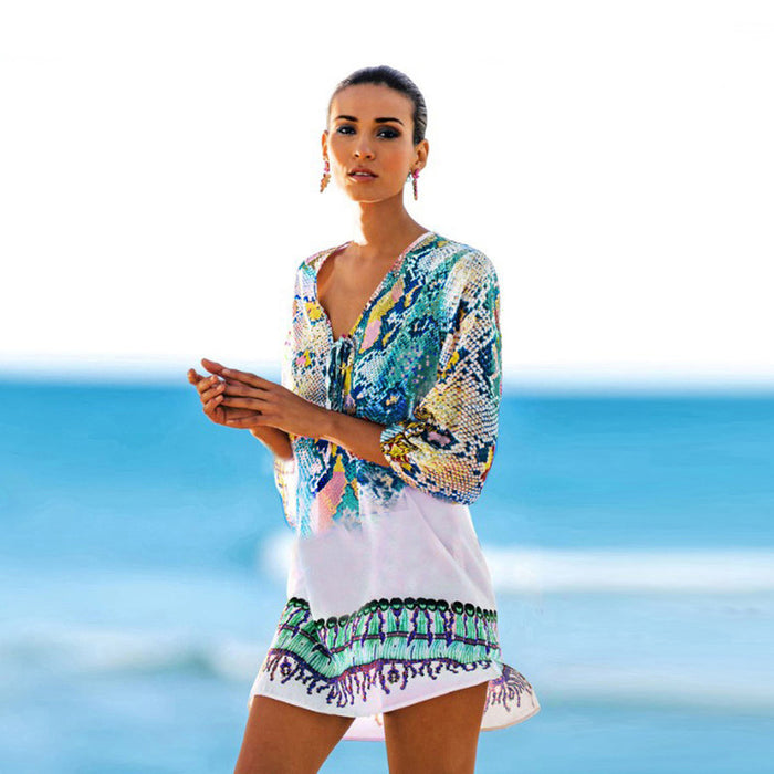 Serpentine Chiffon Beach Cover up Bikini Jacket Swimwear Cover up