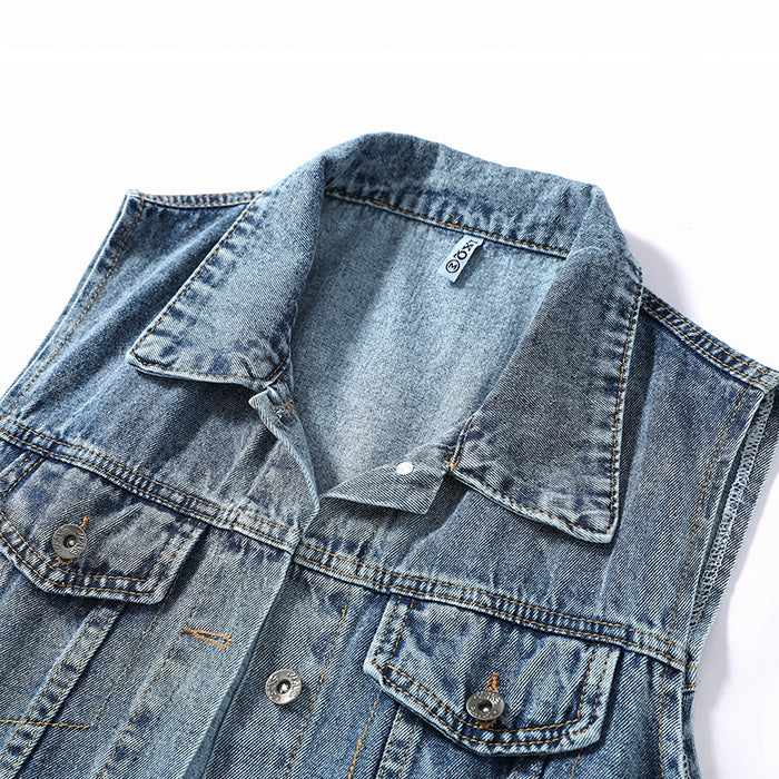 Women Clothing Denim Sleeveless Vest Jacket