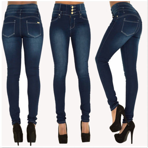 Popular Autumn Winter Women's Sexy High Waist Slim Fit Elastic Skinny Jeans