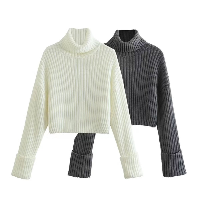 Turtleneck Pullover Knitwear Autumn Winter Sexy Loose Slimming Short Cropped Sexy Bottoming Sweater