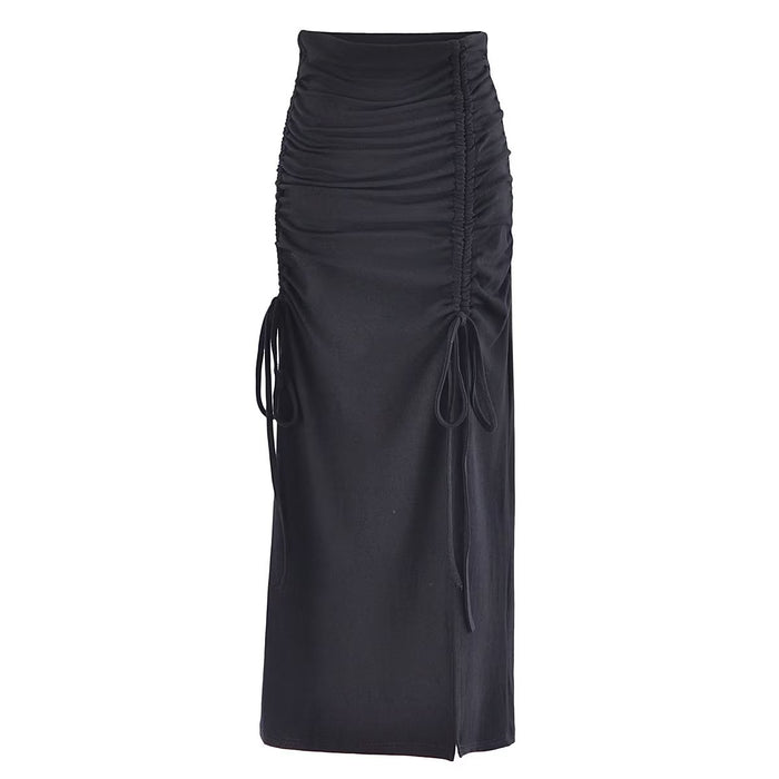 Summer Sexy Drawstring Sexy Slit Drawstring Bag Hip Skirt Long Skirt