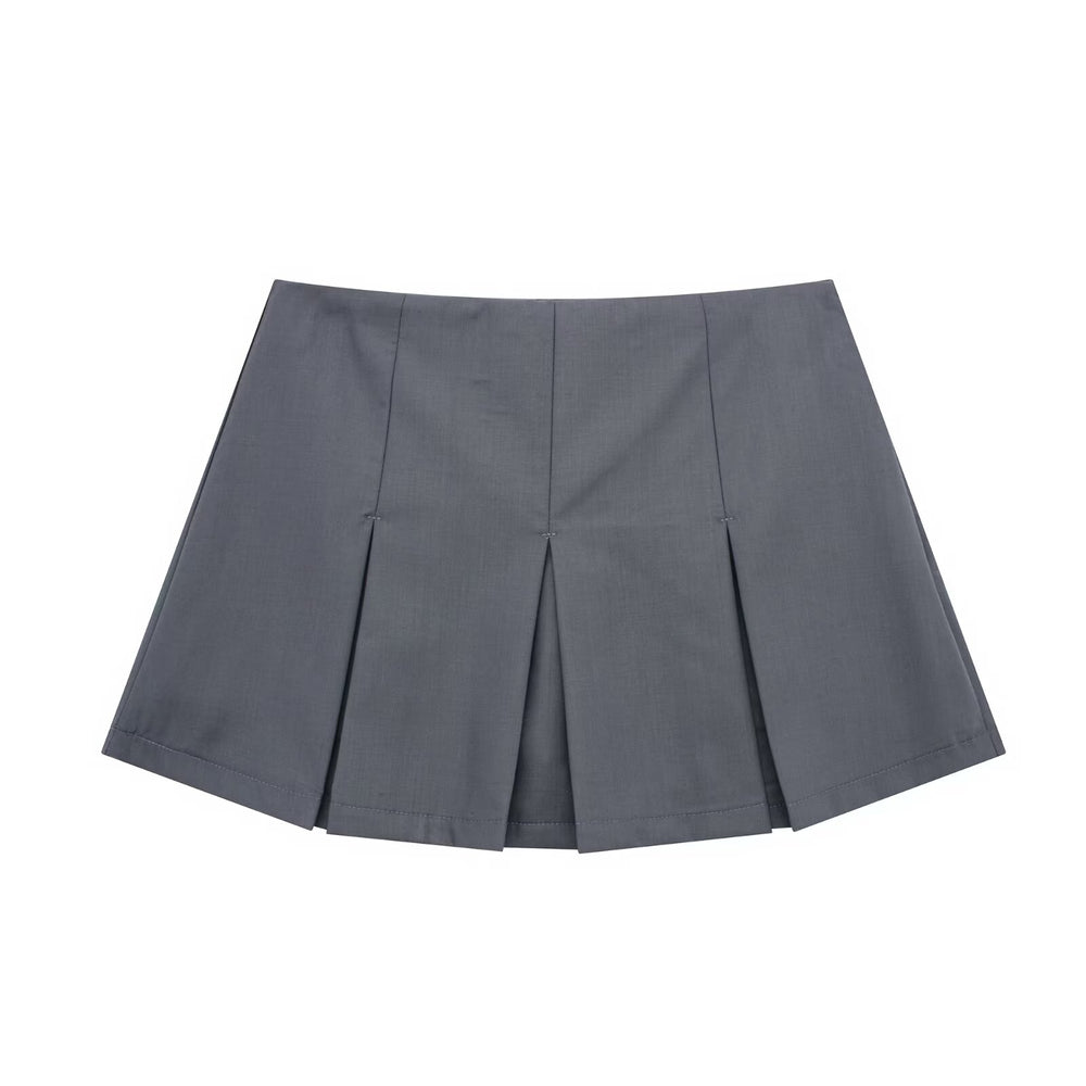 Women Clothing Sexy High Waist Slimming Wide Pleated Pantskirt Mini Skirt