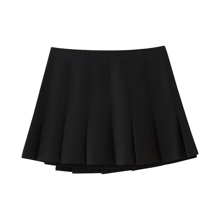 Winter High Waist Show Thin Black Pleated Skirt Skirt Women