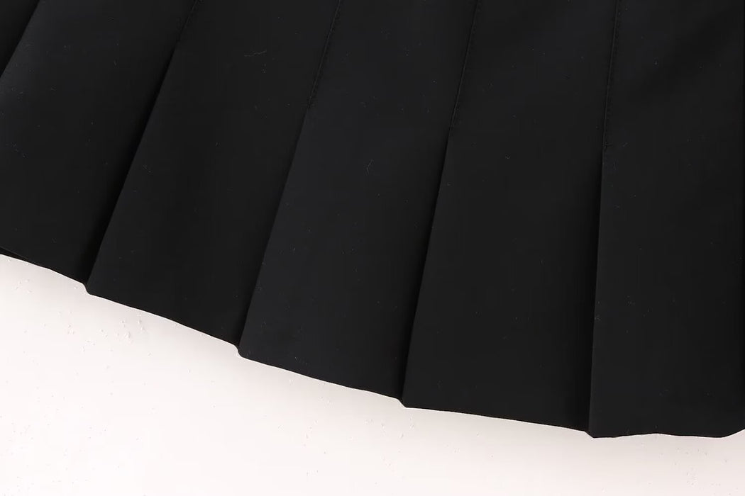 Winter High Waist Show Thin Black Pleated Skirt Skirt Women