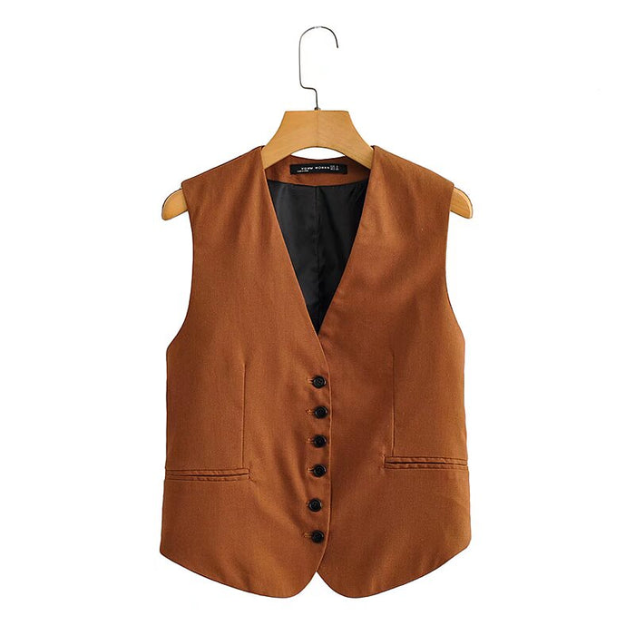 Vest Women Sleeveless Vest Outer Wear Top Spring Autumn Vest Short Coat