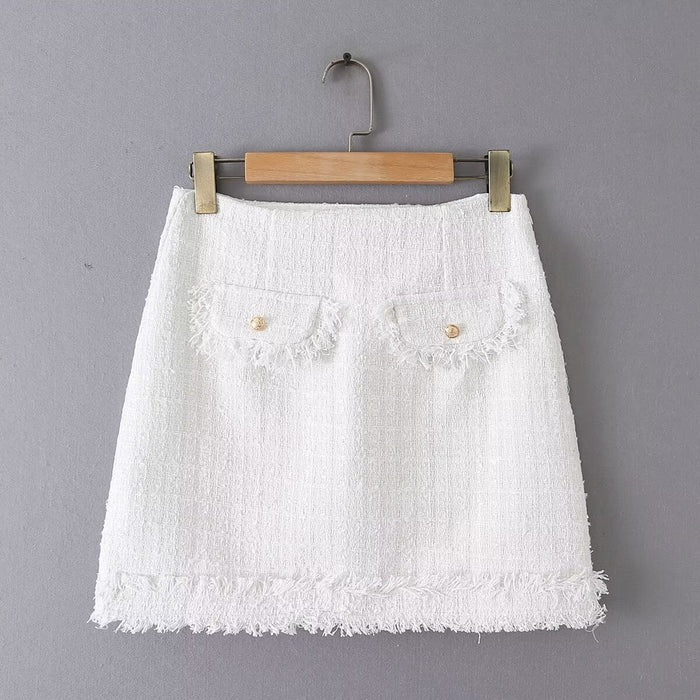 Summer Women Clothes Woolen Short Top Skirt Set