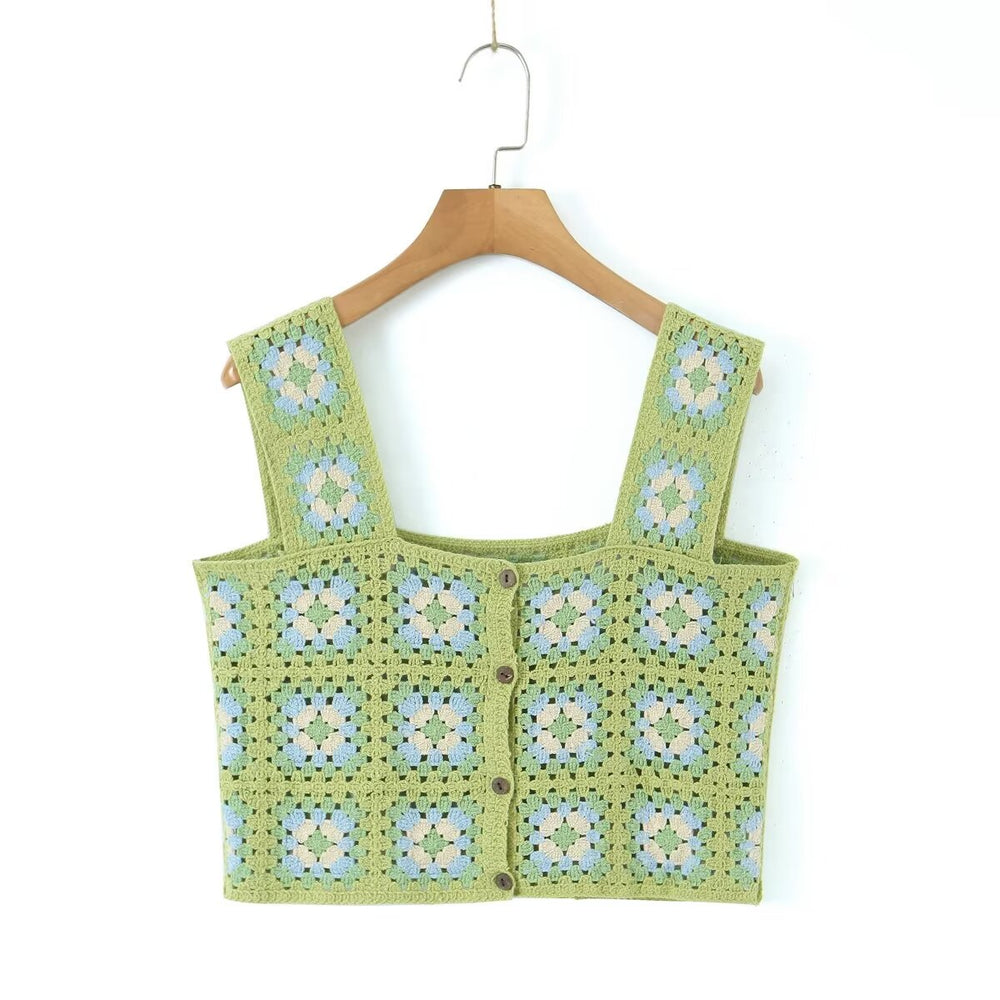 Women Clothing Crocheted Short Vest Top Casual Wild