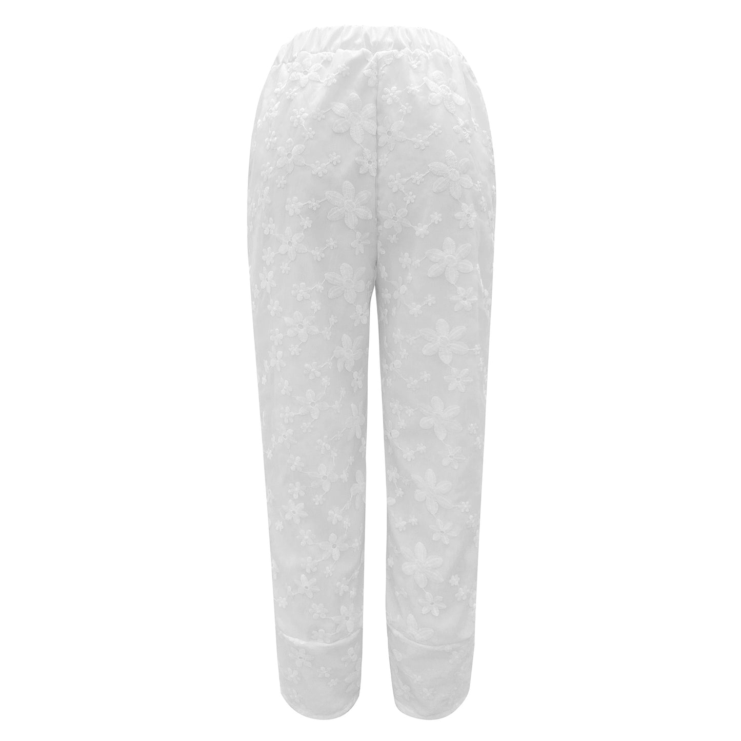 Spring Summer Split Cotton Linen Lace up Casual Pants for Women