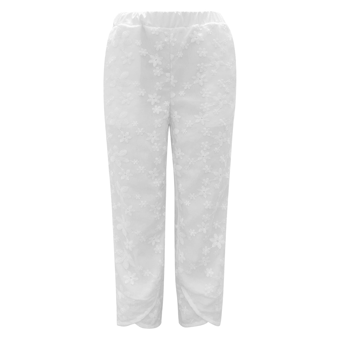Spring Summer Split Cotton Linen Lace up Casual Pants for Women
