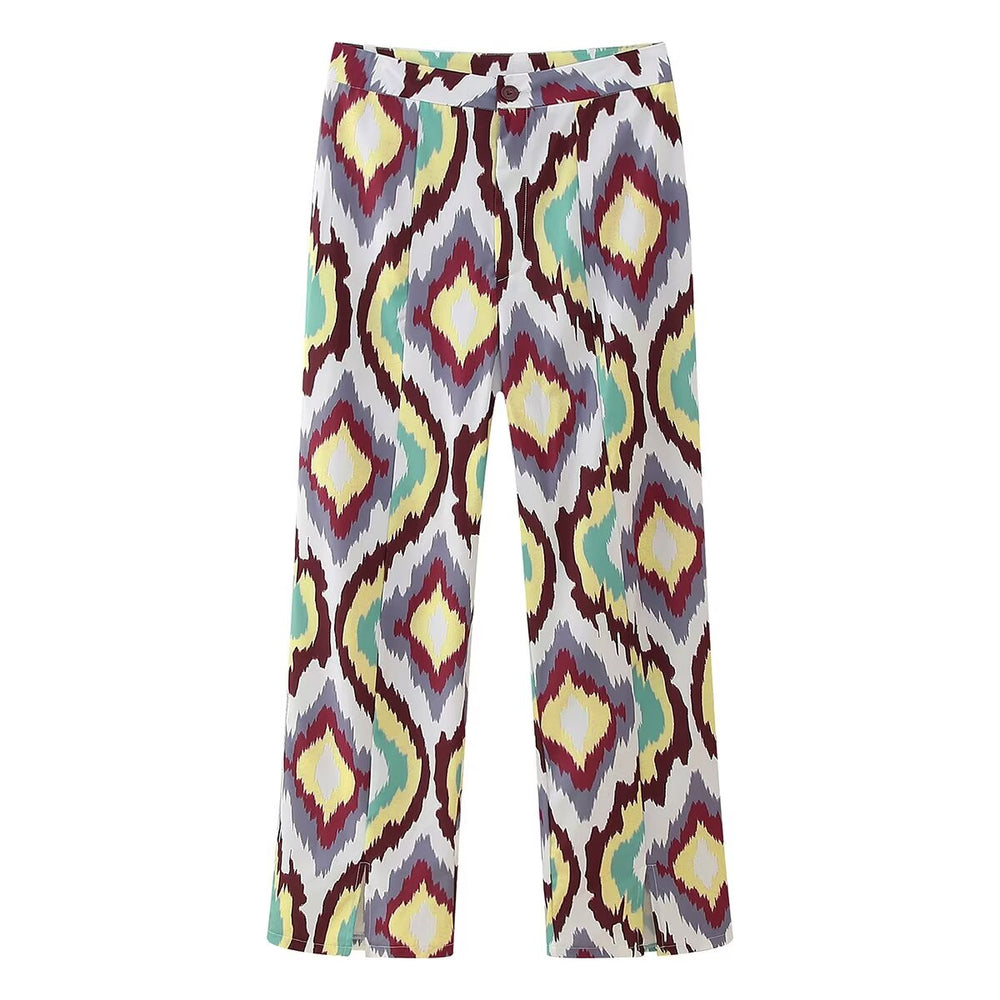 Printed Short Shirt Printed Wide Tube Trousers Suit