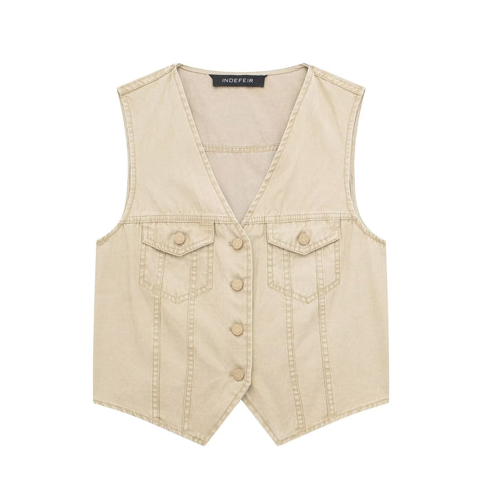 Vest Women Clothes Top Thin Short Cardigan Summer Sleeveless Vest