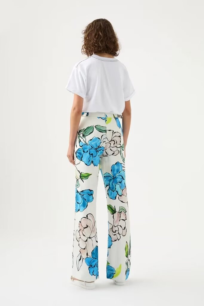 Autumn Women Digital Printed Floral Elements Casual Loose Wide Leg Pants