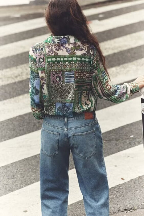 Spring Patchwork Printed Shirt