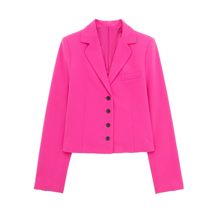 Women Clothing Polo Collar Slim Fit Long Sleeve Blazer Fashionable Stylish Small