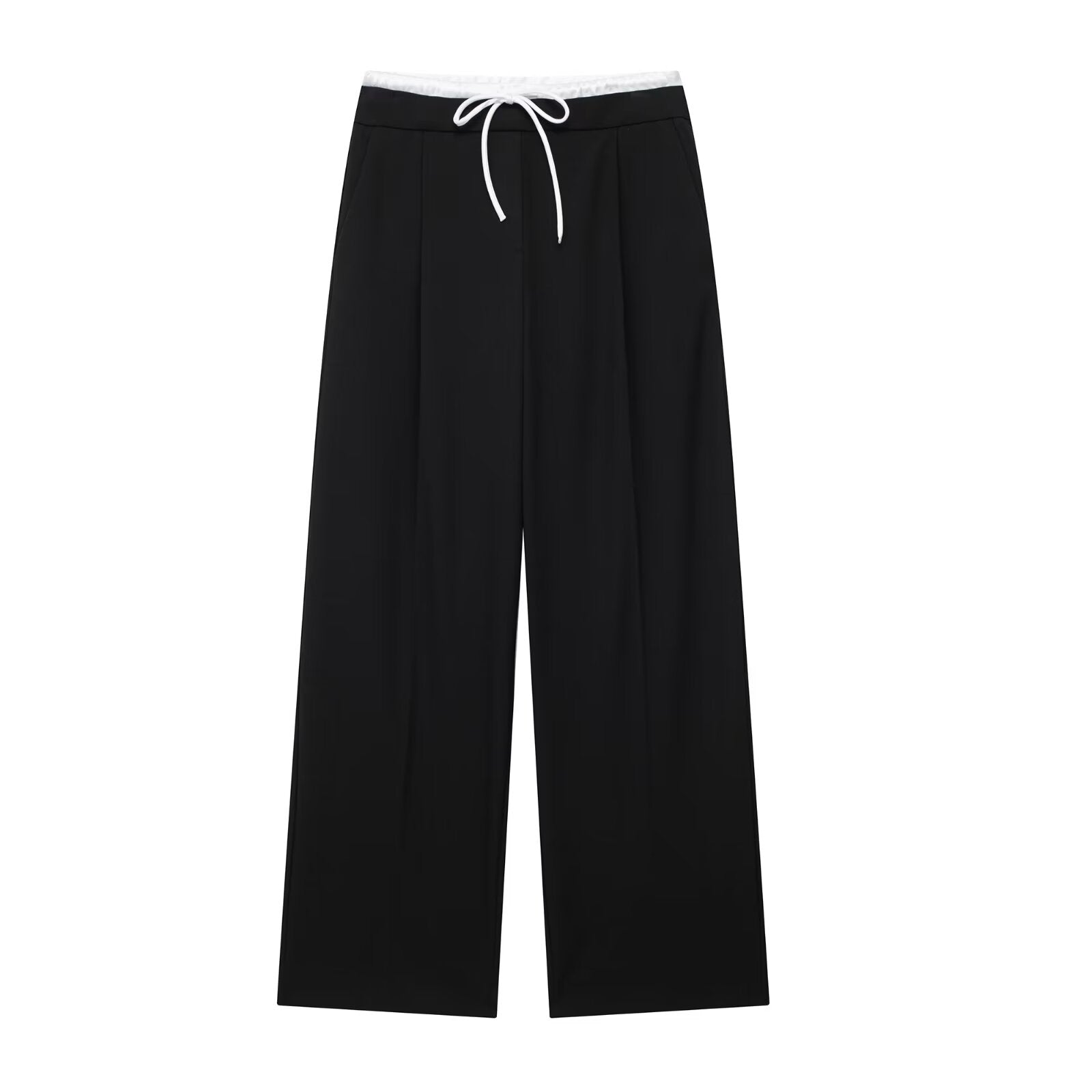 Spring Summer Work Pant Elastic Waist Drawstring Design Loose Slimming Wide Leg Pants Casual Pants for Women