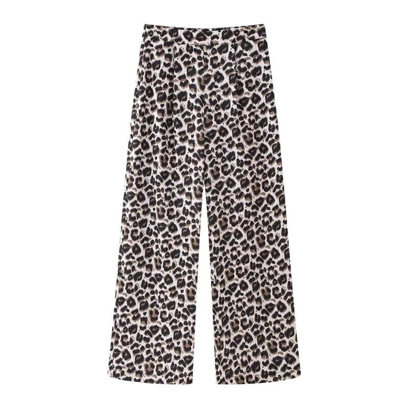 Spring Women Clothing Street Animal Pattern Vest Pants Suit