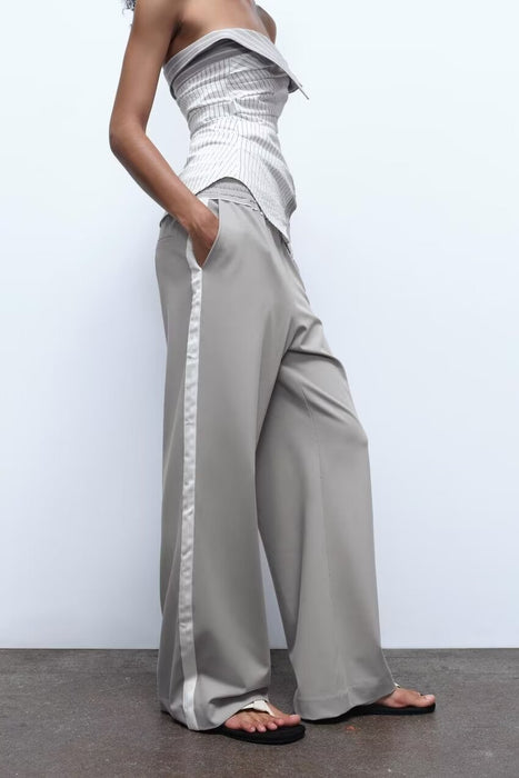 Spring Women Loose Side Striped With Pants