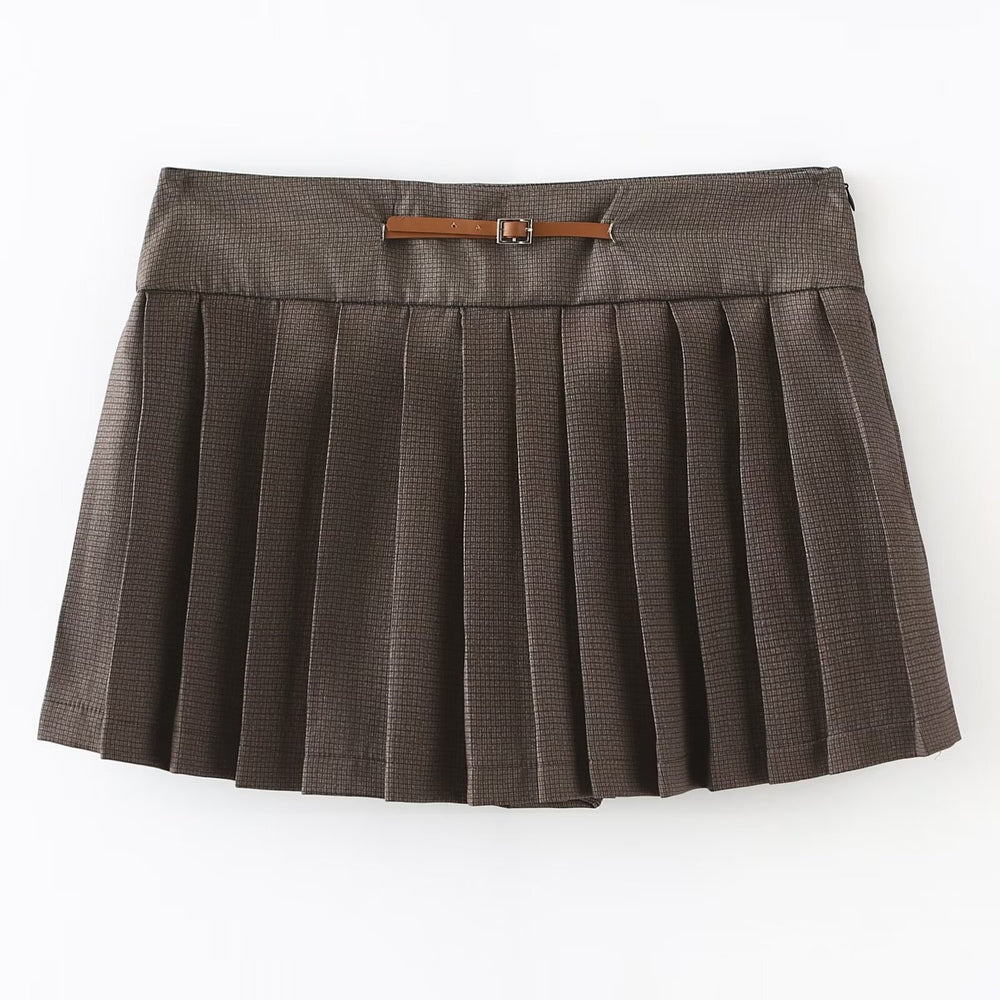 Spring Women Bow High Waist A line Skirt Plaid Wide Pleated Culottes