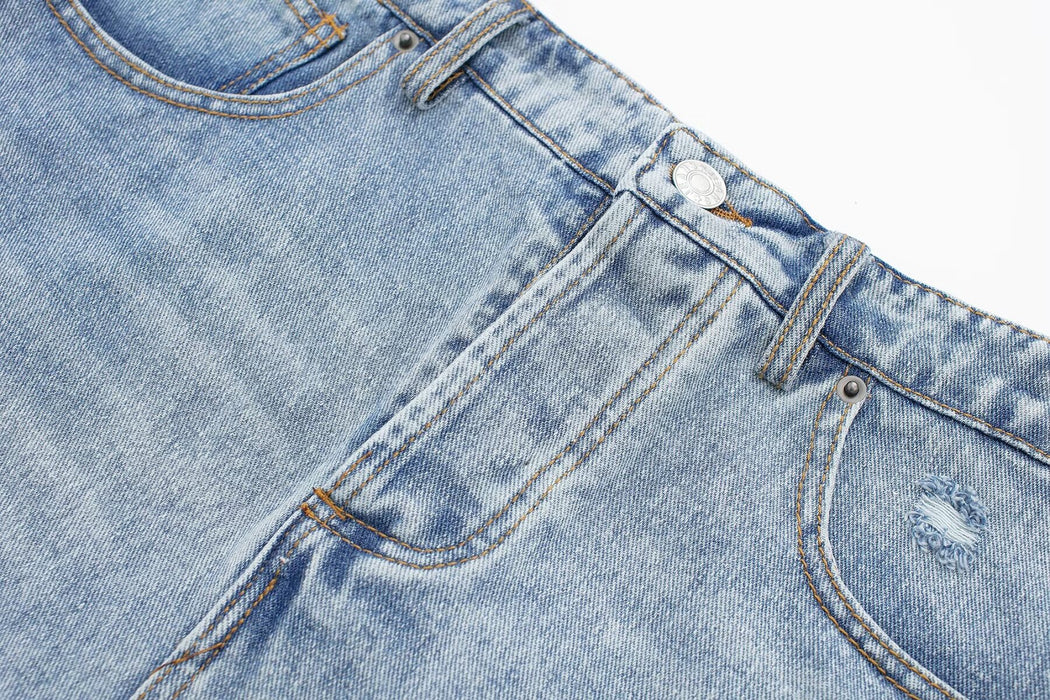 Summer Street Tassel Frayed Distressed High Waist Denim Shorts Women