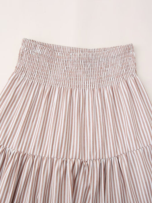 Summer Women Clothing Slim Striped Top Skirt Set