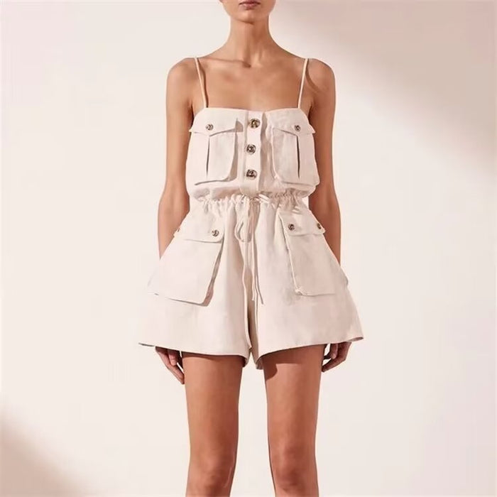 Women Pocket Strap Jumpsuit