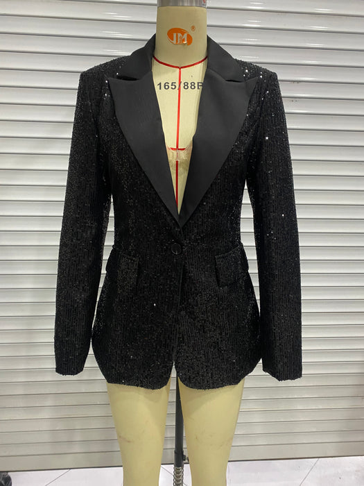 Socialite Affordable Luxury Sequined Spring All Match Slim Small Blazers