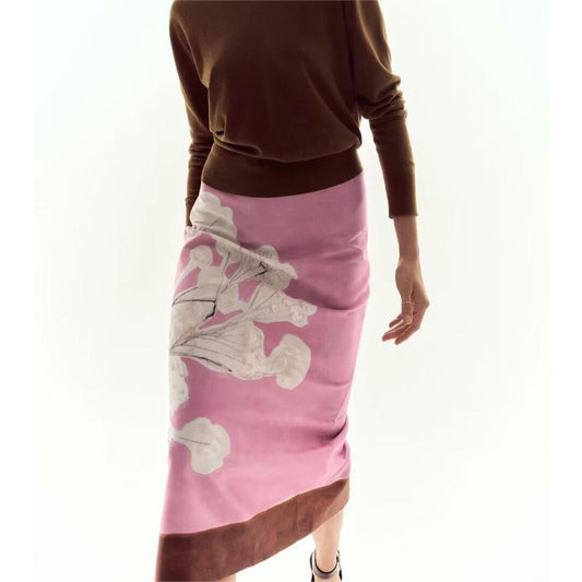 Women Clothing French Linen Blended Straight Skirt