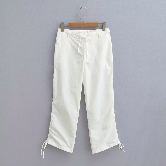 Spring Women Pleated Decorative Vest Pleated White Vest Casual Trousers