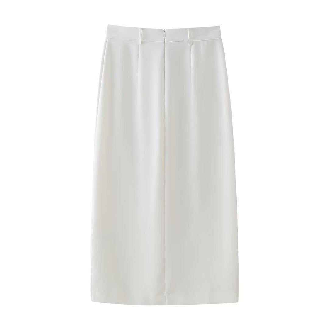 Women Golden Button Midi Skirt