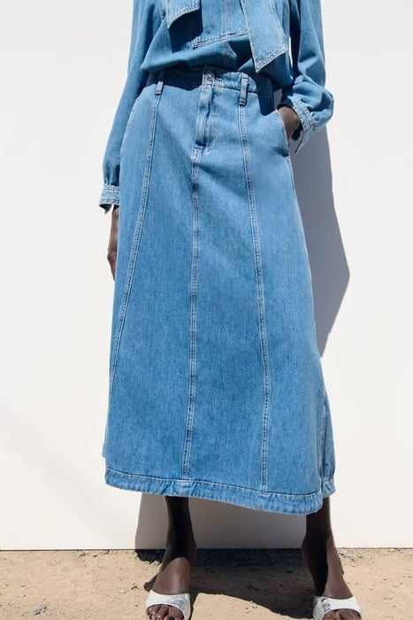 Summer Women Clothing High Waist Slimming Denim Cape Skirt