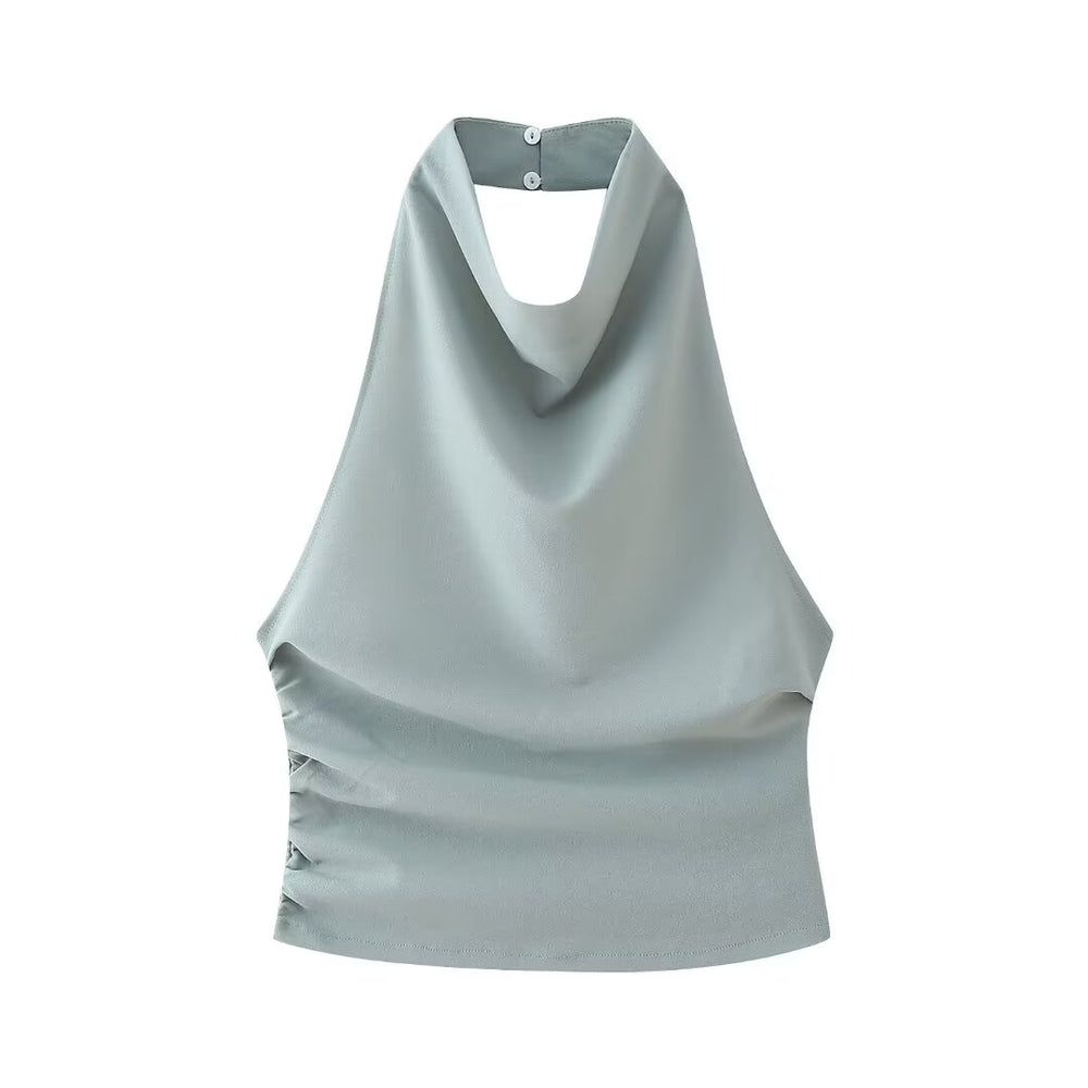 Asymmetric Dress Stretch Hanging Collar Top Stretch Midi Skirt Skirt Set