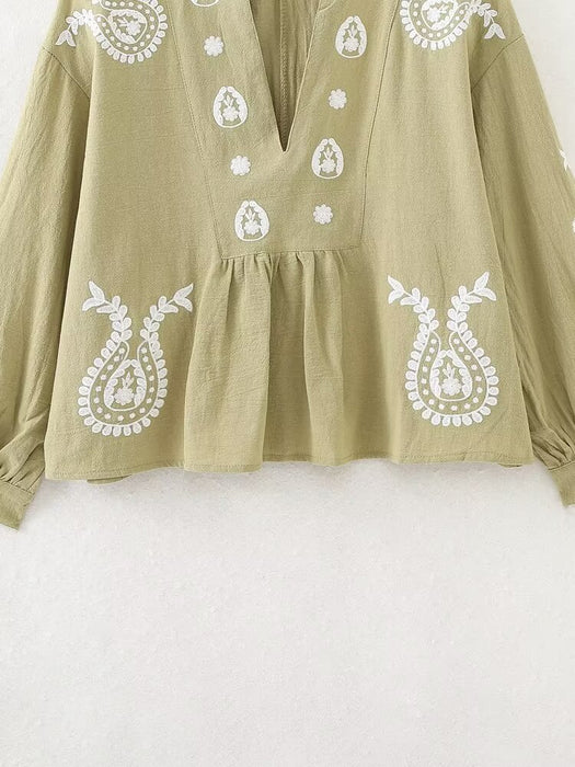 Women Wear Autumn Contrast Color Embroidery Long Upper Outer Garment