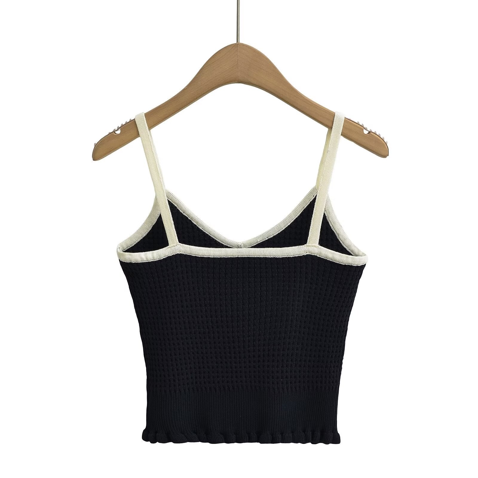 Women Clothing French Wooden Ear Color Matching Knitted Camisole Chic