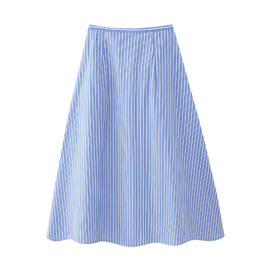 Summer Women High Waist A line Poplin Skirt Suit