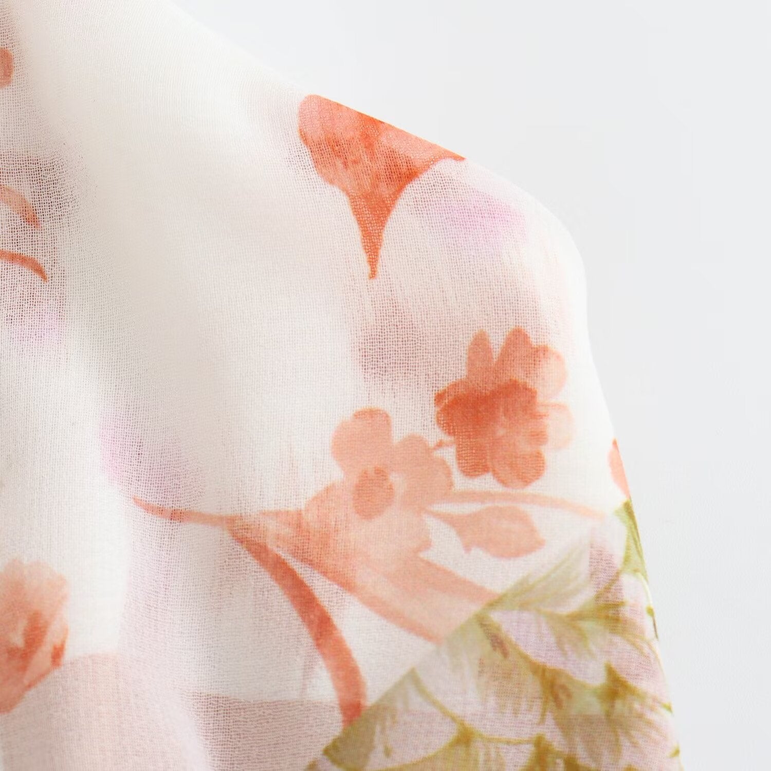Women Clothing French Translucent Stitching Printing Dress
