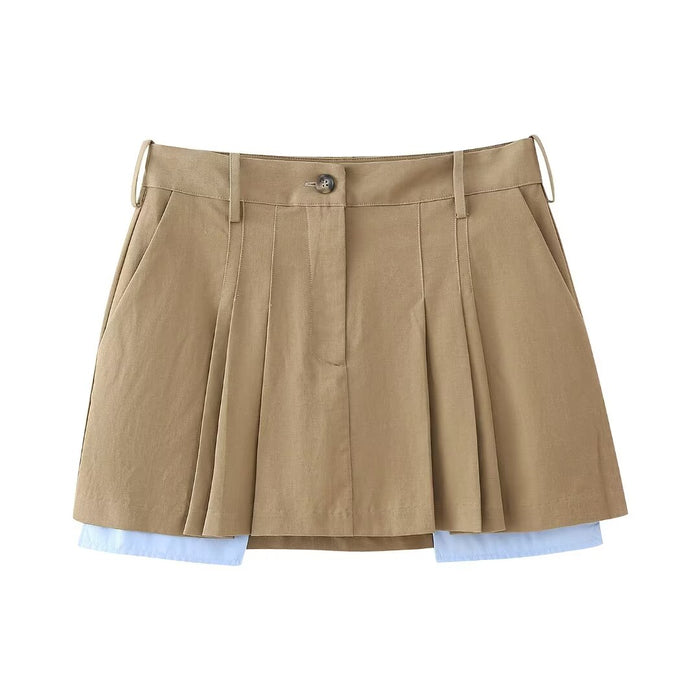 Women Mid Waist Pleated Casual All Matching Short Skirt