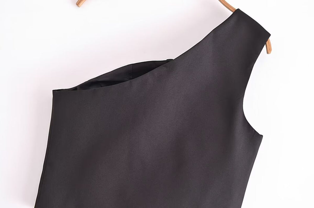 Women Clothing Early Spring Sexy Slim Fit Asymmetric Vest