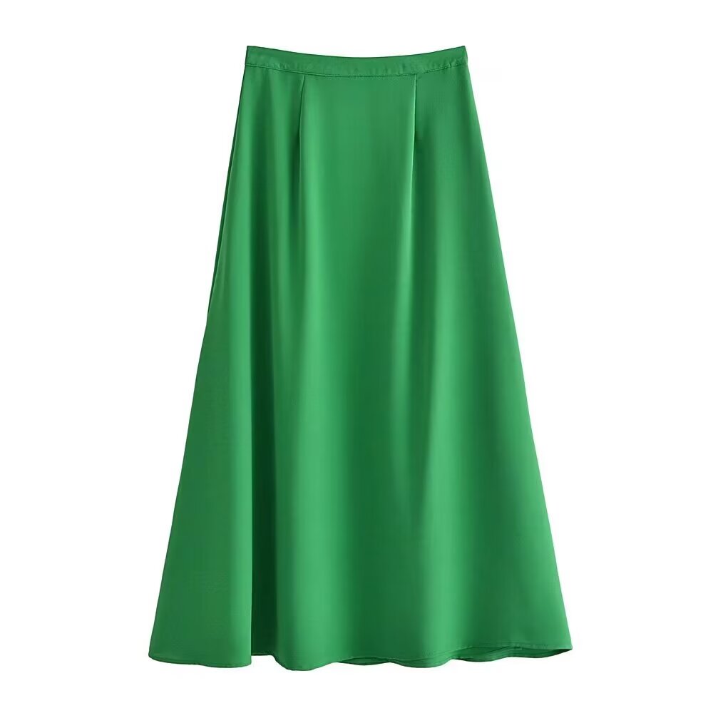 Spring Street Solid Color Cropped Small Top Slim Fit Mid Length Skirt Set