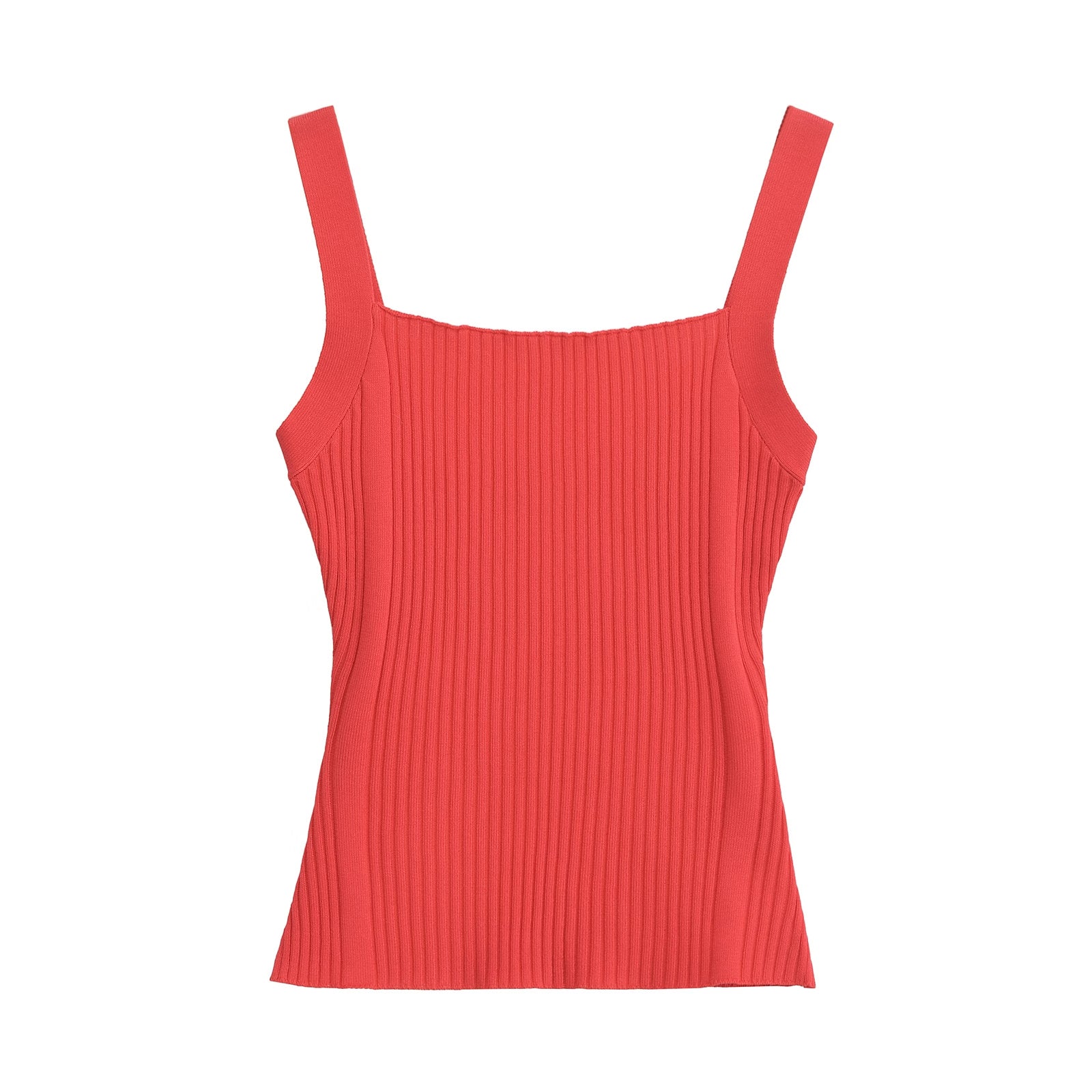 Summer Women Simple Solid Color Sling Ice Silk Vest Knitted Top