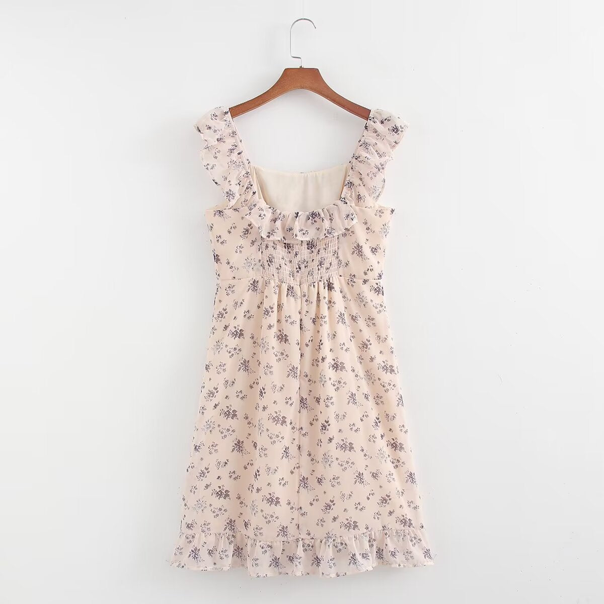 Autumn French Pastoral Girlish Fresh Lace Square Collar Floral Dress