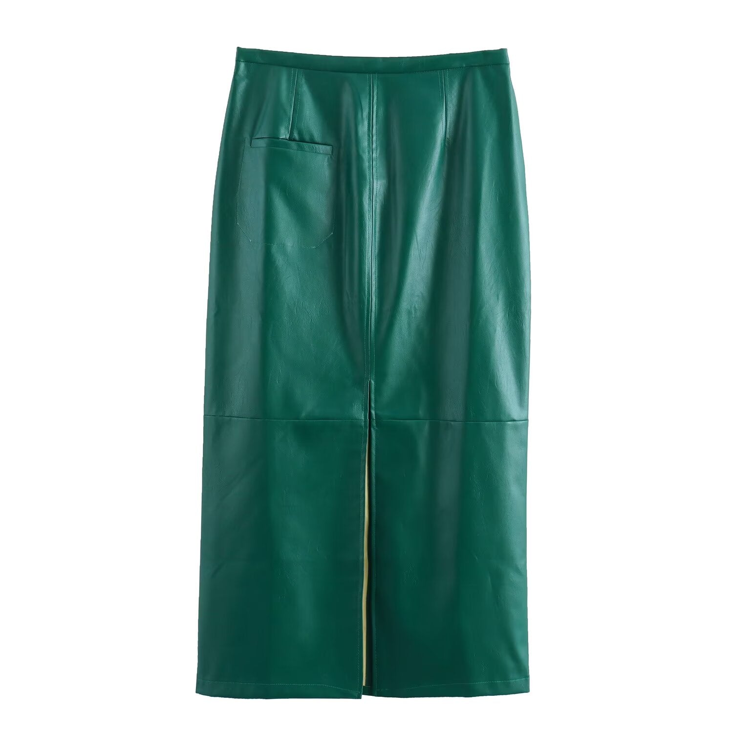 Women Clothing Summer Leather Straight Cut Blazer Straight Skirt Sets