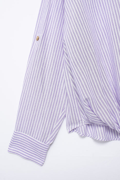 Spring Street Casual Loose Linen Blended Short Striped Shirt