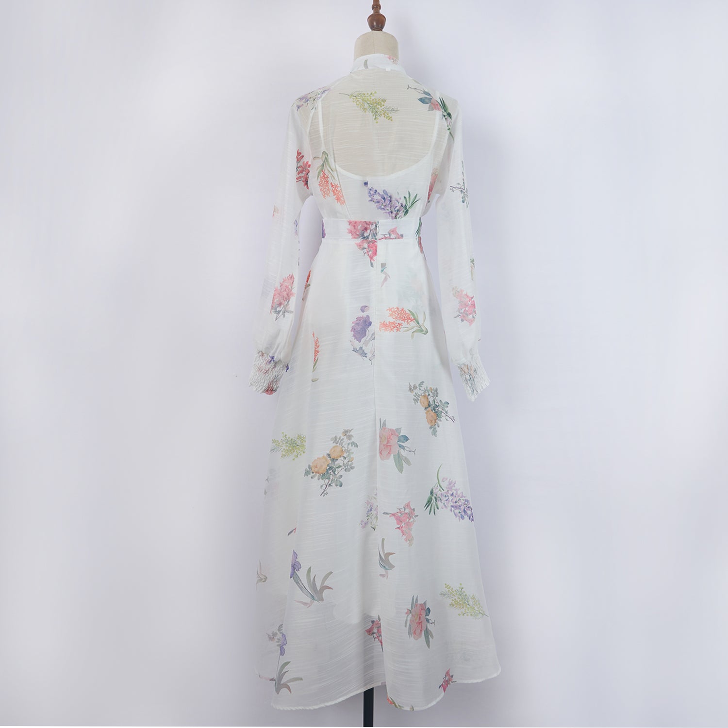 Women Spring Floral Elegant Button Long Skirt Three Piece Set
